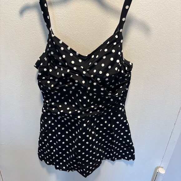 Denim & Co Beach Sweetheart Twist Front Swim Dress  NWOT Size 12 - Picture 1 of 6